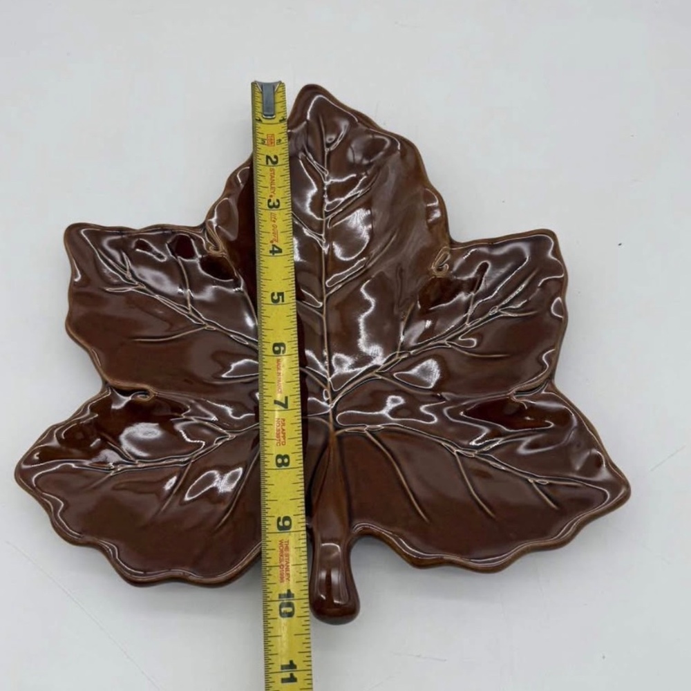NEW Pottery Barn Brown Leaf Plates set of 4